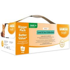 IAMS Kapsička Delights Adult mořské a suchozemské maso v želé multipack 4080g (48x85g)