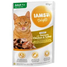 IAMS Kapsička Delights Adult kuře a krůta masem v omáčce 85g