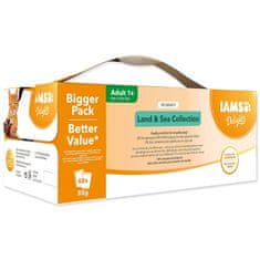 IAMS Kapsička Delights Adult mořské a suchozemské maso v omáčce multipack 4080g (48x85g)