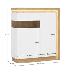 BPS-koupelny Komoda LYOV04L, dub riviera / bílá s extra vysokým leskem, LEONARDO