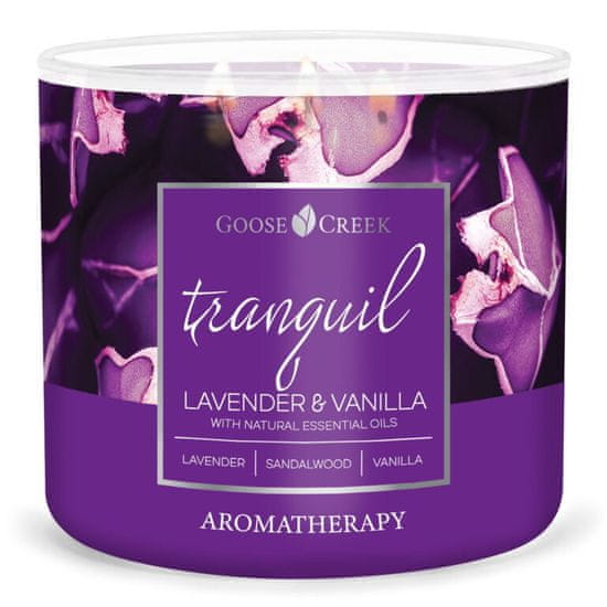 Goose Creek Svíčka AROMATHERAPY 0,41 KG LAVENDER & VANILLA, aromatická v dóze, 3 knoty