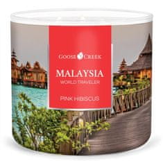 Goose Creek Svíčka WORLD TRAVELER 0,41 KG MALAYSIA - PINK HIBISCUS, aromatická v dóze
