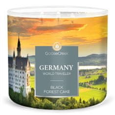 Goose Creek Svíčka WORLD TRAVELER 0,41 KG GERMANY - BLACK FOREST CAKE, aromatická v dóze