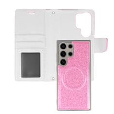 MobilPouzdra.cz Knížkové pouzdro 2v1 Liavec Glitter Magsafe pro Samsung Galaxy S23 Ultra , barva růžová