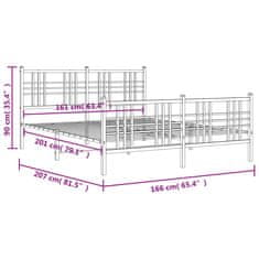 Petromila Kovový rám postele bez matrace s nožním čelem černý 160x200 cm