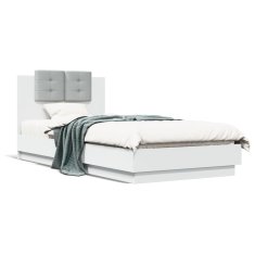 shumee Rám postele s čelem bílý 90 x 200 cm kompozitní dřevo