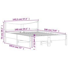 Vidaxl Postel bez matrace bílá 140 x 190 cm masivní borovice