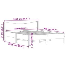 Vidaxl Postel bez matrace bílá 160 x 200 cm masivní borovice