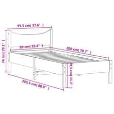 Vidaxl Postel bez matrace bílá 90 x 200 cm masivní borovice