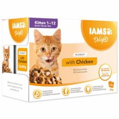 IAMS Kapsička Delights Kitten kuře v omáčce multipack 1020g (12x85gr)