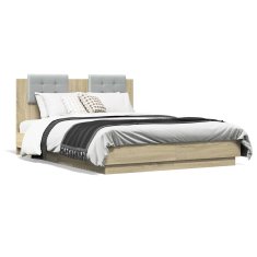 Petromila Rám postele s čelem dub sonoma 120 x 190 cm kompozitní dřevo
