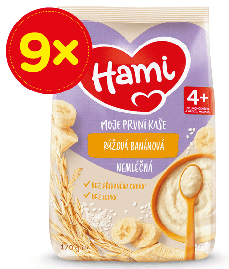 Hami Moje první kaše nemléčná rýžová banánová 4+, 9 x 170 g