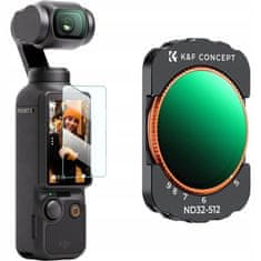 K&F Concept Filtr ND Grey Nastavitelný ND32-ND512 pro DJI Osmo Pocket 3 HD MC Nano X K&F