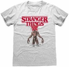 CurePink Pánské tričko Netflix|Stranger Things: Logo Demogorgon (XL) šedá bavlna