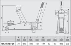 Kunzer Hydraulický zvedák pojízdný 1,5 t, extra nízkoprofilový 70 - 610 mm, rychlozdvih - Kunzer