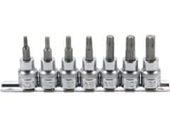 BGS technic Zástrčné hlavice TORX, 3/8“, T15 – T50, sada 7 ks na liště – BGS 5108