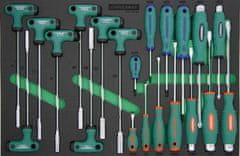 Jonnesway Modul - ruční nářadí - šroubováky, nástrčné klíče s T rukojetí, 21 ks - JONNESWAY D71121SV