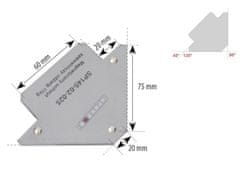 MDTools Úhlový magnet pravoúhlý, nosnost 11 kg, hmotnost 340 g - SPARTUS SP145-02-025