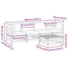 Vidaxl 5dílná zahradní sedací souprava s poduškami masivní borovice