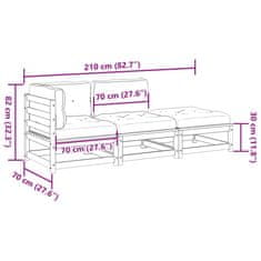 Vidaxl 3dílná zahradní sedací souprava s poduškami masivní borovice