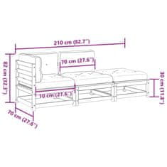 Vidaxl 3dílná zahradní sedací souprava s poduškami masivní borovice