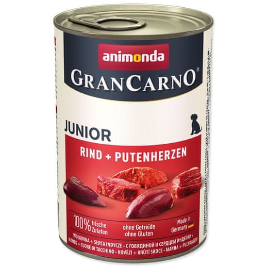 Animonda Konzerva Gran Carno Junior hovězí a krůtí srdce 400g