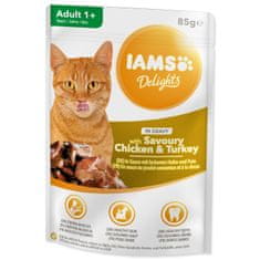 IAMS Kapsička Delights Adult kuře a krůta masem v omáčce 85g