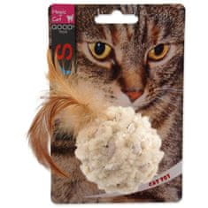 Magic cat Hračka míček žinylkový s pírky a catnip mix 14cm