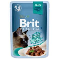 Brit Kapsička Premium Cat hovězí, filety v omáčce 85g