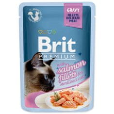 Brit Kapsička Premium Cat Sterilised losos, filety v omáčce 85g