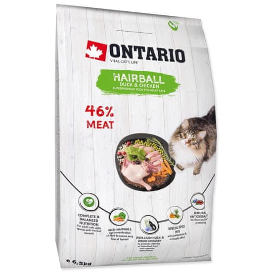 Ontario Krmivo Cat Hairball 6,5kg