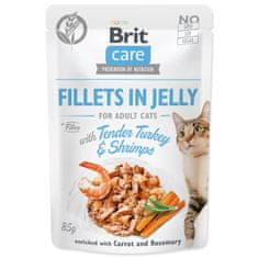 Brit Kapsička Care Cat krůta a krevety, filety v želé 85g