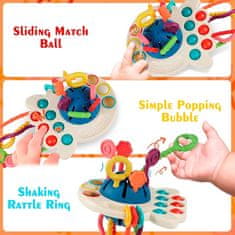 Netscroll FunBaby Průzkumník, interaktivní senzorická hračka pro děti, tlačítka, šňůrky, různé barvy, kroužky, různé textury, podporuje motorické dovednosti a kreativitu, výborný dárek, FunBaby