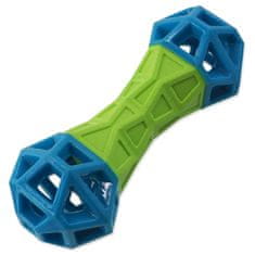 Dog Fantasy Hračka Kost s geometrickými obrazci pískací zeleno-modrá 18x5,8x5,8cm