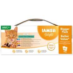 IAMS Kapsička Delights Adult mořské a suchozemské maso v želé multipack 4080g (48x85g)