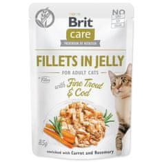 Brit Kapsička Care Cat pstruh a treska, filety v želé 85g