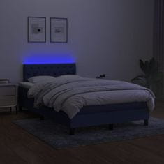 Vidaxl Box spring postel s matrací a LED modrá 120x190 cm textil