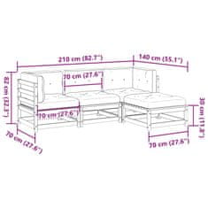 Vidaxl 4dílná zahradní sedací souprava podušky voskově hnědá borovice