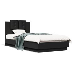shumee Rám postele s čelem černý 90 x 200 cm kompozitní dřevo