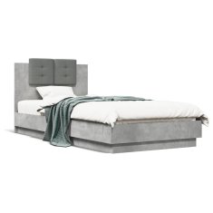 shumee Rám postele s čelem betonově šedý 90 x 200 cm kompozitní dřevo