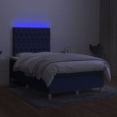 Vidaxl Box spring postel s matrací a LED modrá 120x190 cm textil