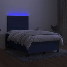 Vidaxl Box spring postel s matrací a LED modrá 120x190 cm textil