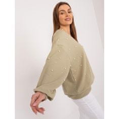 FANCY Dámská halenka s perlami oversize khaki FA-BL-9369.73_407308 Univerzální