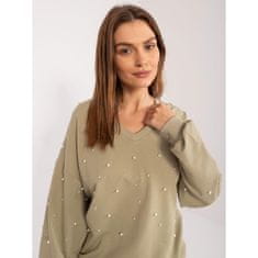 FANCY Dámská halenka s perlami oversize khaki FA-BL-9369.73_407308 Univerzální