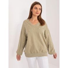 FANCY Dámská halenka s perlami oversize khaki FA-BL-9369.73_407308 Univerzální