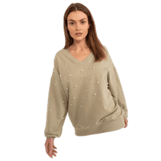 FANCY Dámská halenka s perlami oversize khaki FA-BL-9369.73_407308 Univerzální