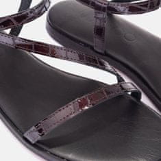 Kožené sandály s plochým dnem bordó velikost 41