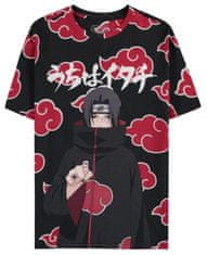 CurePink Pánské tričko Naruto Shippuden: Itachi Clouds (S) černá bavlna