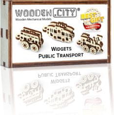 Wooden city 3D puzzle mini sada Widgets: Dopravní prostředky 36 dílků