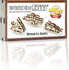 Wooden city 3D puzzle mini sada Widgets: Lodě 28 dílků